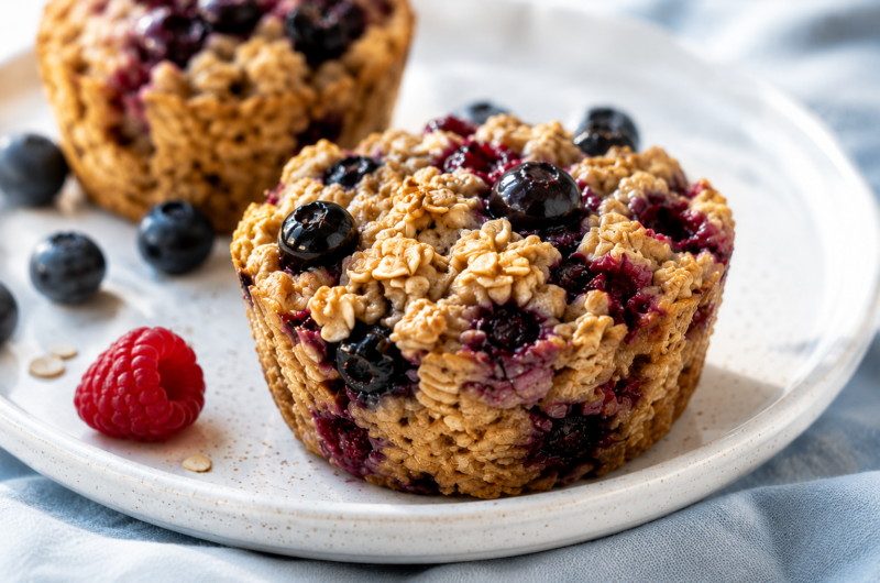 Soft and Delicious Baked Oatmeal Cups Packed with Juicy Berries