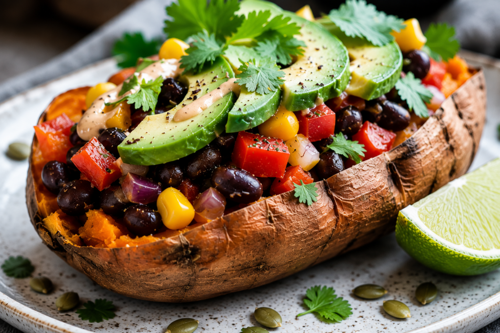 Vegan Stuffed Sweet Potatoes with Black Beans