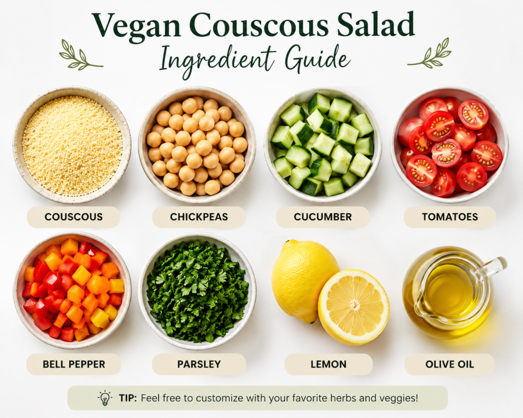 Vegan Couscous Salad with Lemon Dressing
