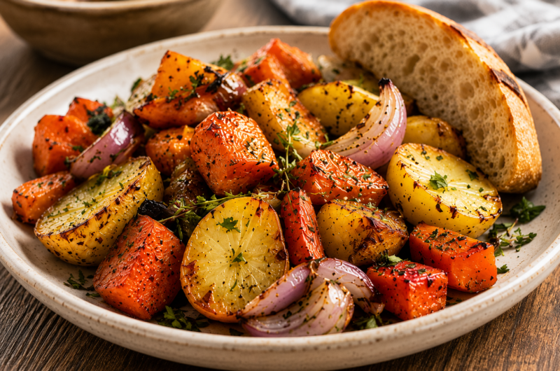 Garlic Herb Roasted Vegetable Sheet Pan Dinner Recipe