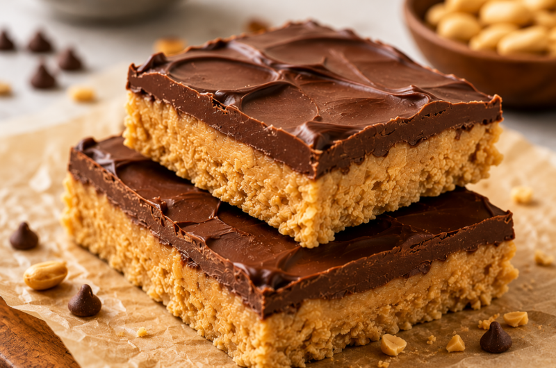 No-Bake Peanut Butter Bars Recipe (Easy, Creamy & Chocolatey)