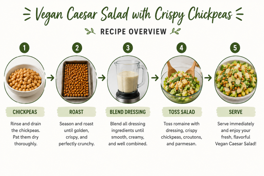 Vegan Caesar Salad with Crispy Chickpeas