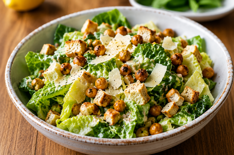 Vegan Caesar Salad with Crispy Chickpeas (Easy & Flavorful)