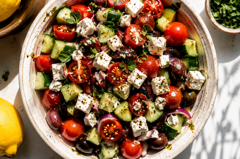 Vegan Greek Salad with Homemade Dressing (Fresh & Easy!)