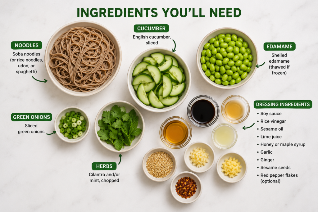 Cucumber and Edamame Noodle Salad