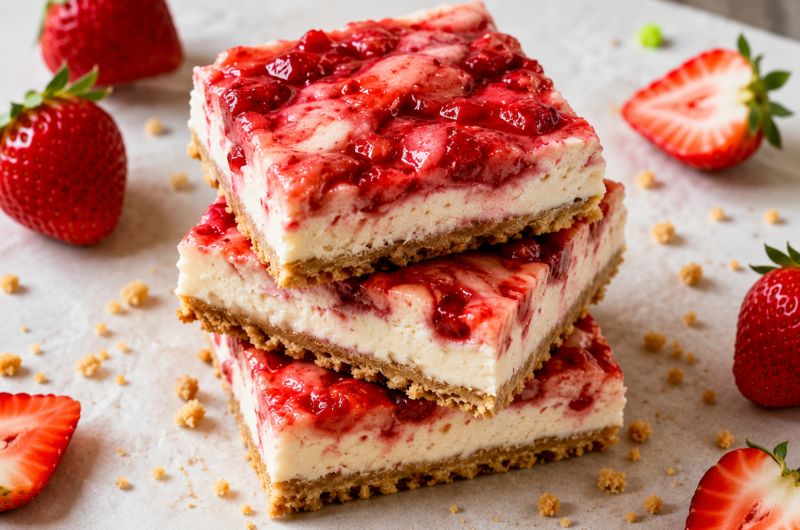 Vegan Strawberry Cheesecake Bars (Creamy, Easy & Dairy-Free)